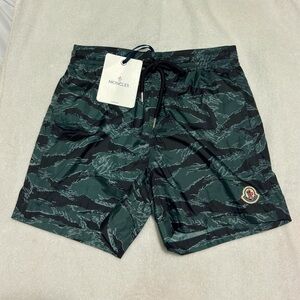MONCLER SWIM TRUNKS, SIZE SMALL, MEN’S, NEW WITH TAGS, GRAY/BLACK